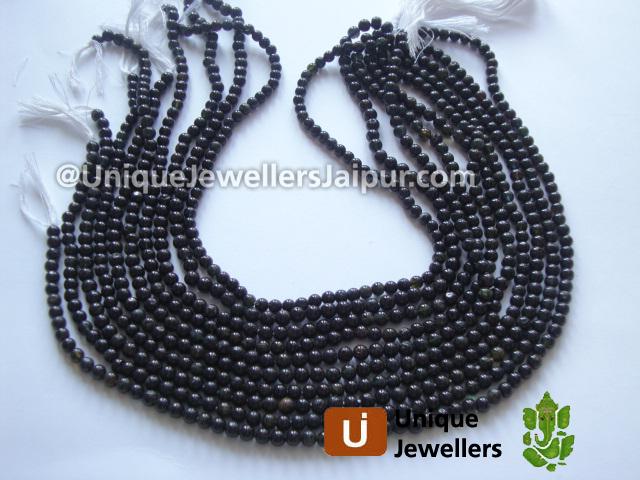 Black Turmuline Plain Round Beads